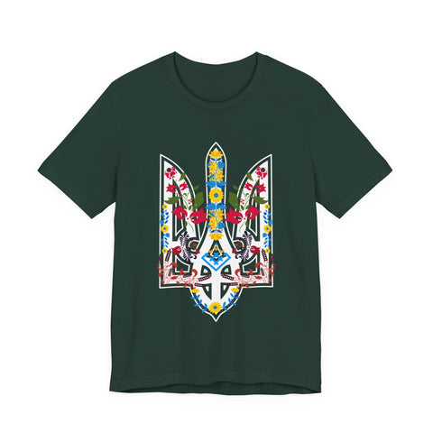 Ukrainian Floral Tryzub Unisex Tee