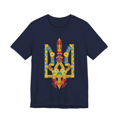 Ukrainian Floral Crest Tryzub Unisex Tee