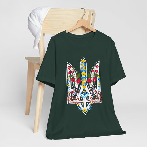 Ukrainian Floral Tryzub Unisex Tee