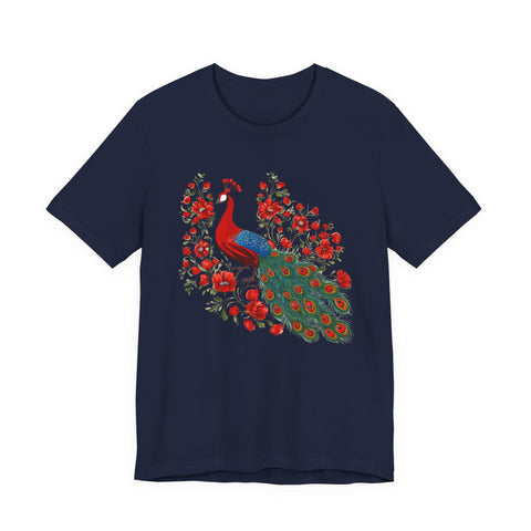 Peacock and Floral Unisex Tee - Vibrant Spring Style