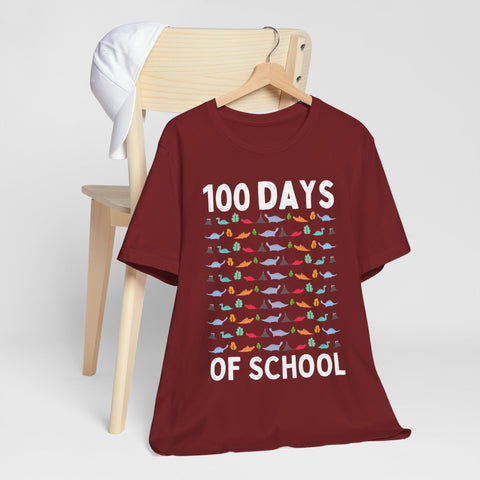 100 th Days Of School Dinosaur Pattern Unisex Tee