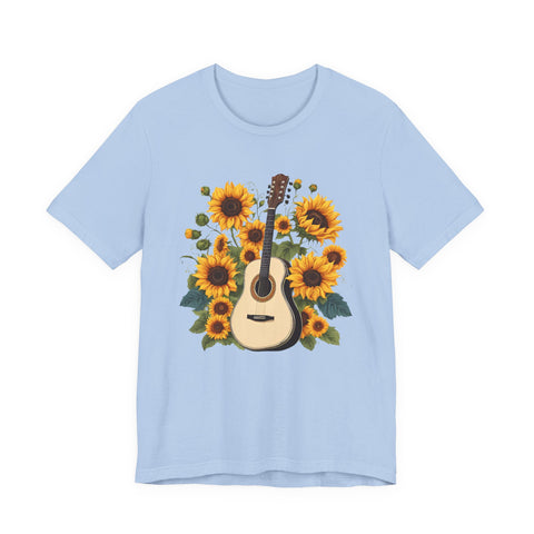 Sunflower Guitar Unisex Tee, Floral Music, Gift for Musicians